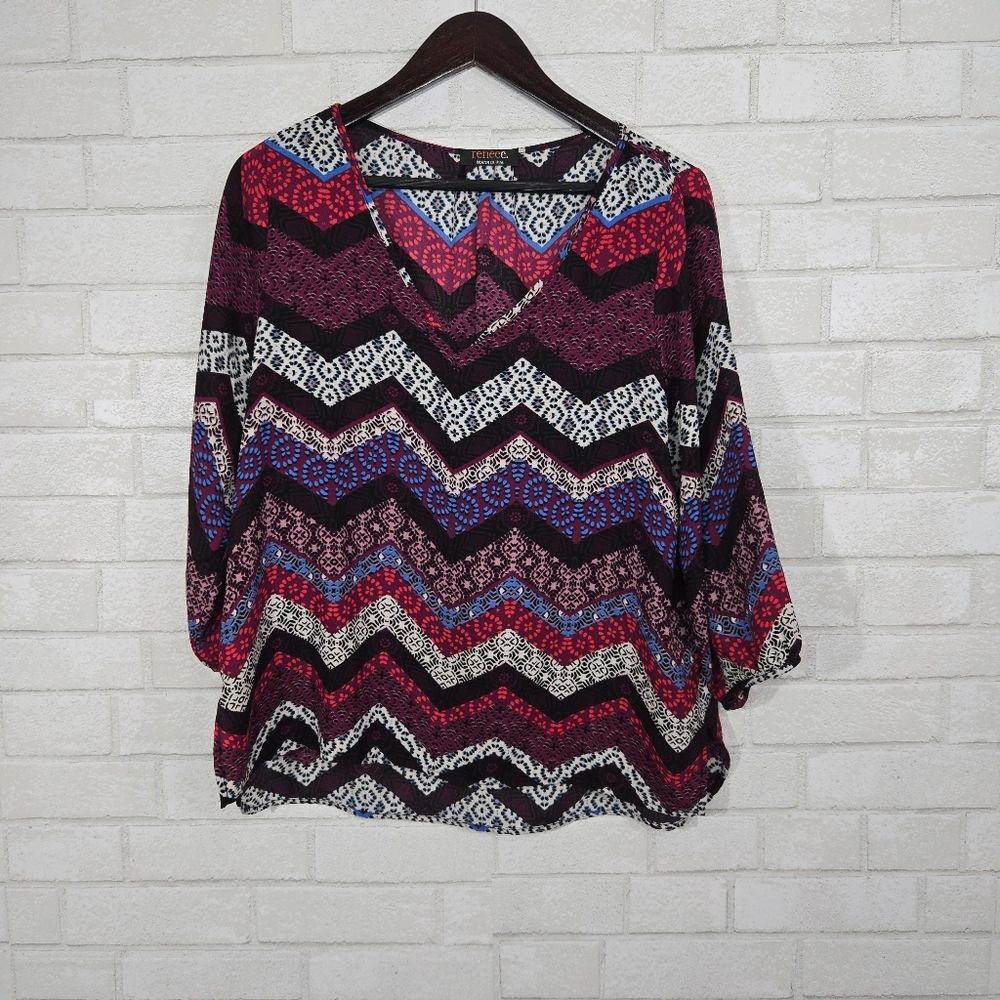 Renee C. printed long sleeve top